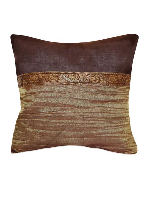 gold silk floral cushion cover - 1019742 - Very Small Image - 1
