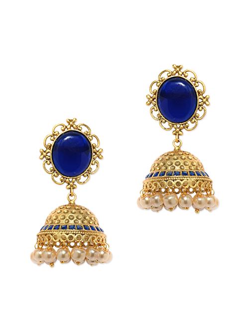 traditional gold embellished jhumkas - 1021721 - Very Small Image - 1