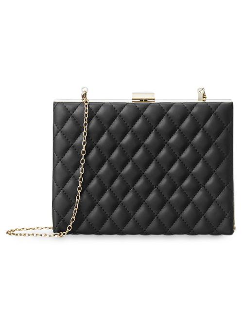 Black Quilted Leatherette Sling Bag - 1024259 - Very Small Image - 1