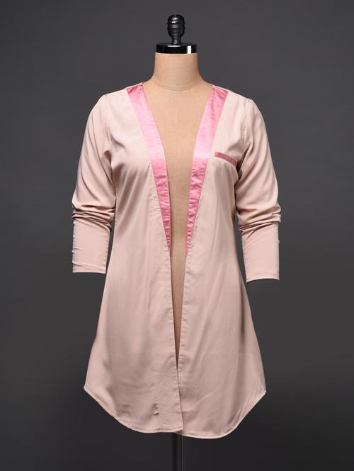 Full Sleeve Plain Pink Shrug - 1025148 - Very Small Image - 1
