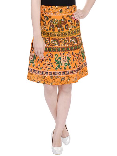 Yellow, Green Cotton Skirts - 10288958 - Very Small Image - 1