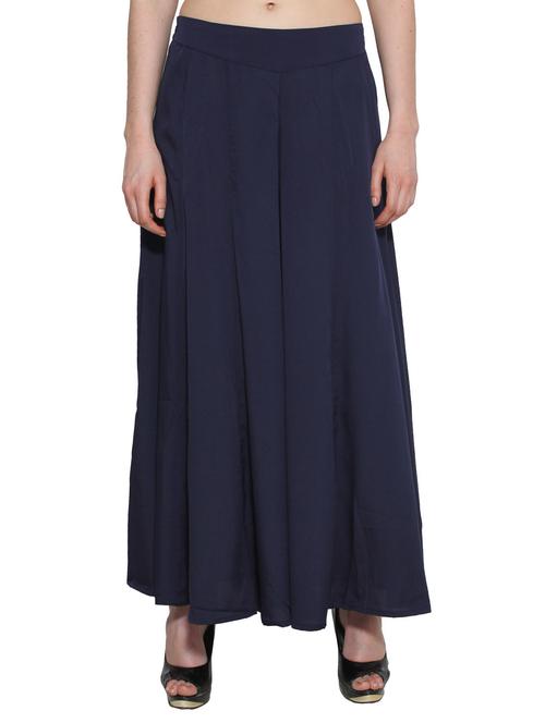 blue 100% polyester flared palazzos - 10294945 - Very Small Image - 1