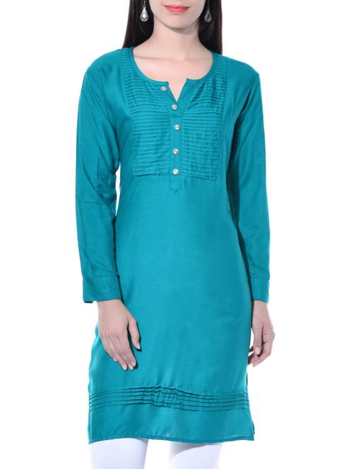 blue rayon straight kurta - 10330655 - Very Small Image - 1
