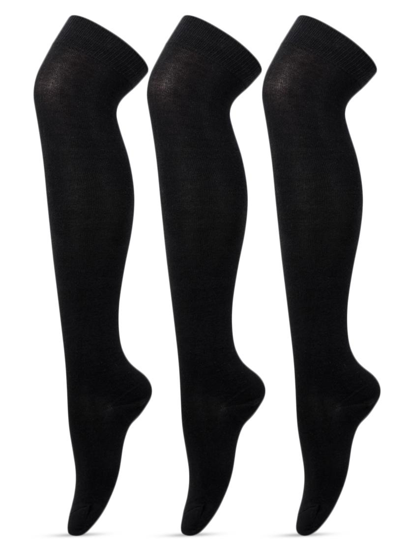 set of 3 black cotton & lycra pair of sockings