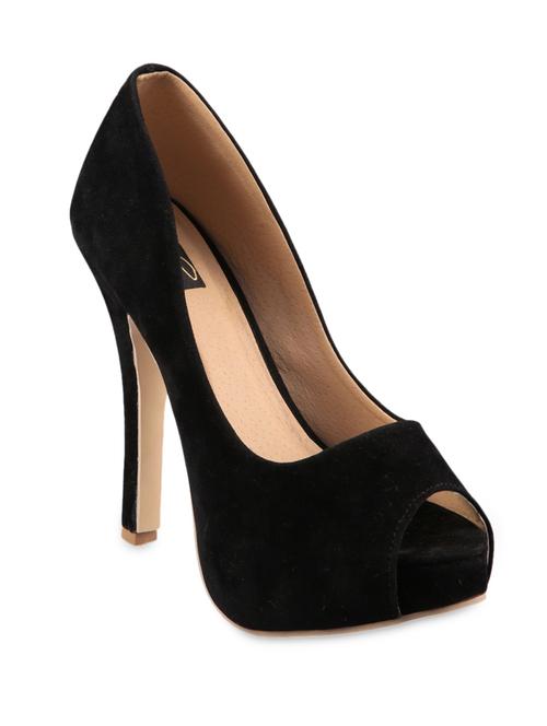 black suede peep-toe platform pumps - 1037207 - Very Small Image - 1