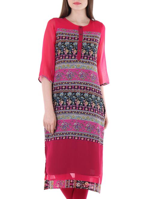pink georgette kurta - 10381057 - Very Small Image - 1