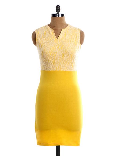 sleeveless lace yoke dress - 1038556 - Very Small Image - 1