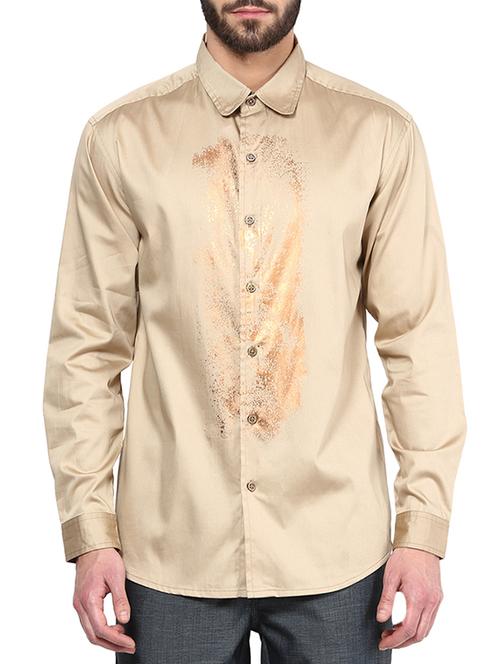 beige cotton casual shirt - 10386149 - Very Small Image - 1