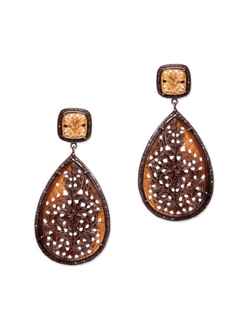 brown studded sterling silver earrings - 1039665 - Very Small Image - 1