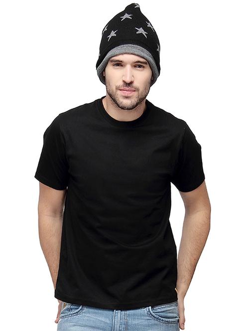 black colored, cotton tee- shirt - 10398849 - Very Small Image - 1