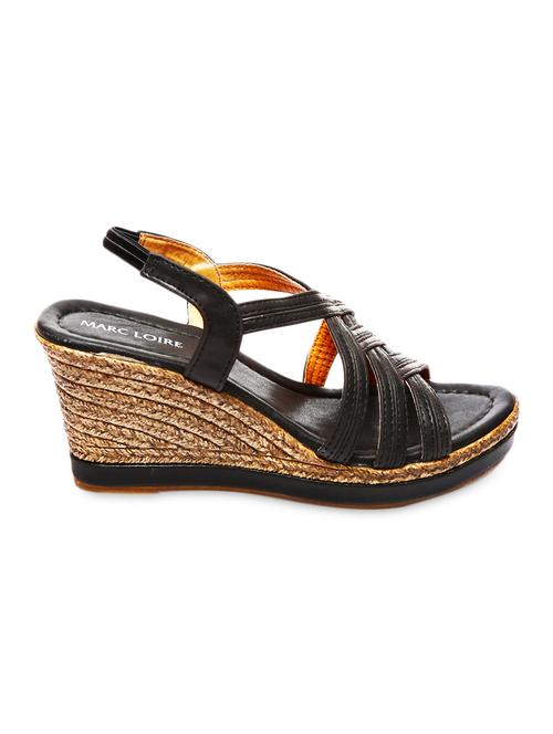 black faux leather wedge sandals - 1042699 - Very Small Image - 1
