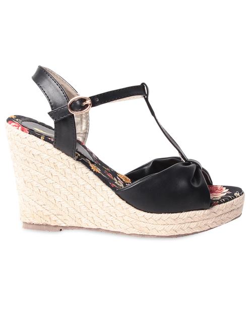 black bow patterned faux leather wedges - 1047538 - Very Small Image - 1