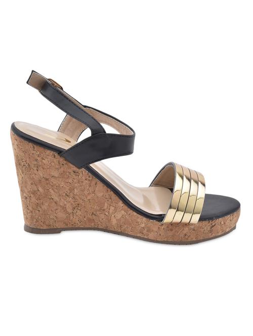 black and gold faux leather wedges - 1047542 - Very Small Image - 1