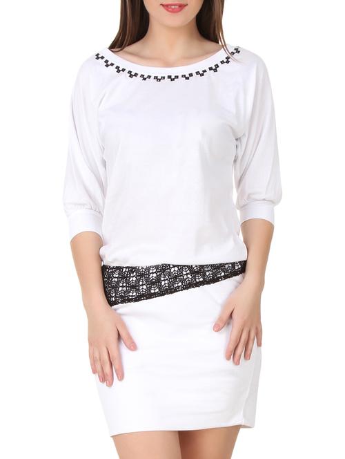White Cotton Bodycon Dress - 10485218 - Very Small Image - 1