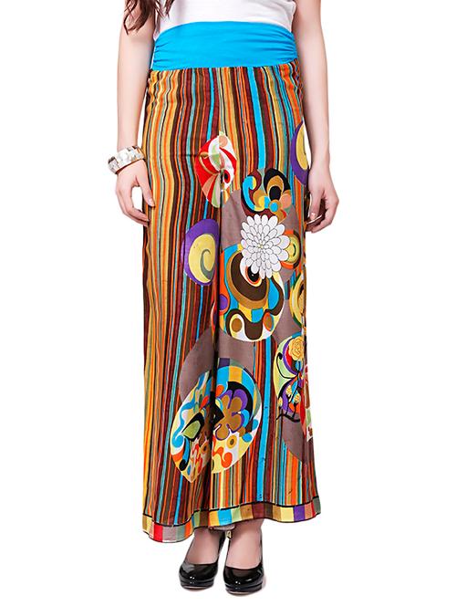 mustard rayon palazzos - 10512062 - Very Small Image - 1