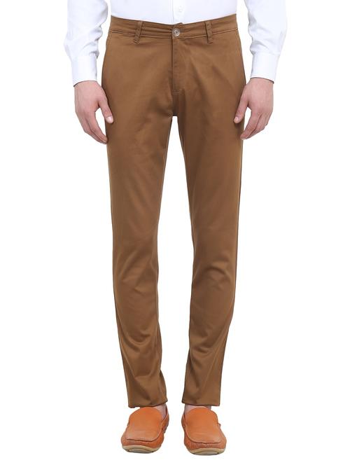 brown cotton casual trousers - 10524227 - Very Small Image - 1
