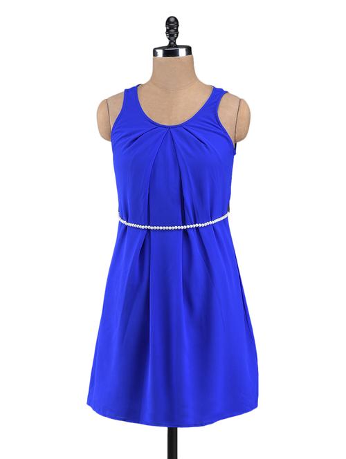 sleeveless royal blue georgette dress - 1054709 - Very Small Image - 1