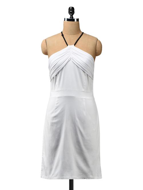 White halter-neck cotton lycra dress - 1054765 - Very Small Image - 1