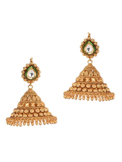 kundan top golden jhumkis - 1054931 - Very Small Image - 1
