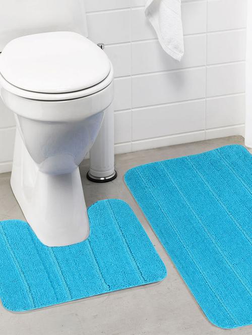 lushomes ultra soft microfiber polyester turq large bath mat set (1 pc bathmat + 1 pc contour) - 10549579 - Very Small Image - 1