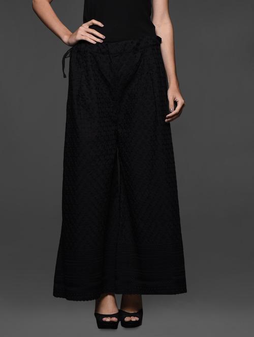 black cotton chicken sharara pants - 1056522 - Very Small Image - 1