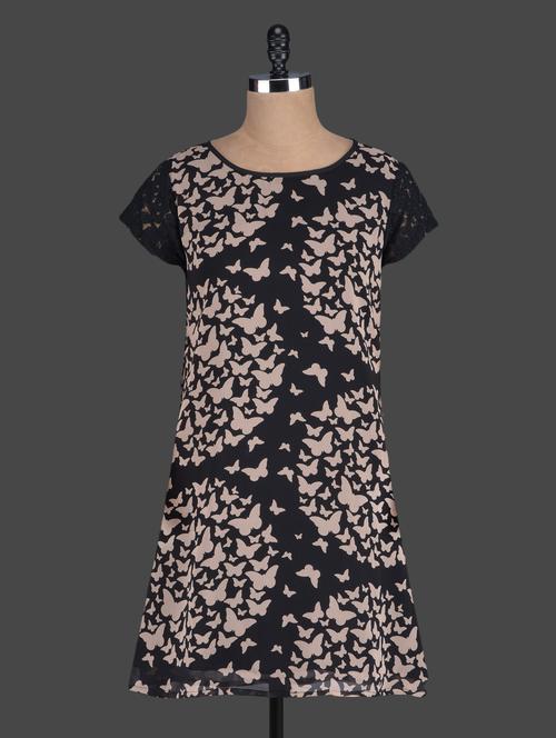 Black Butterfly Printed Dress - 1060800 - Very Small Image - 1