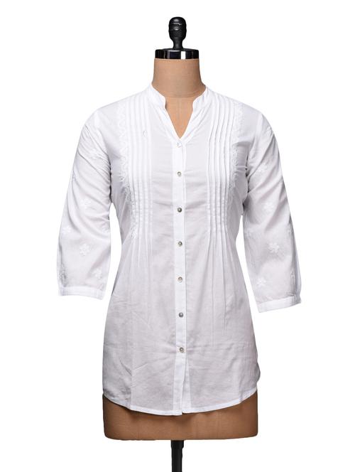 pleated chikakari work cotton shirt - 1065481 - Very Small Image - 1
