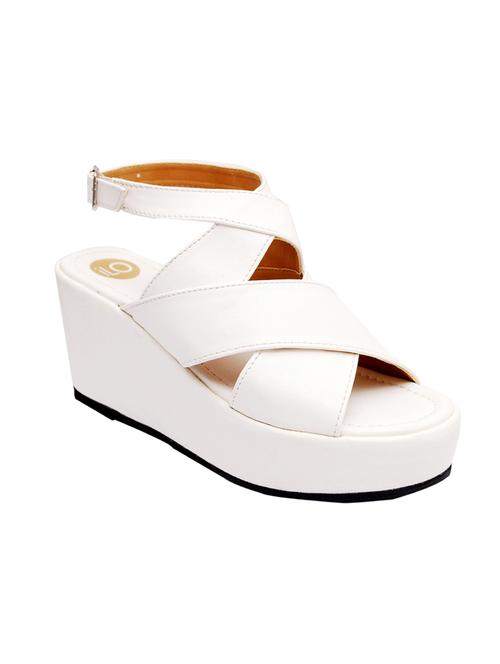 white leatherette back strap wedge - 10679332 - Very Small Image - 1