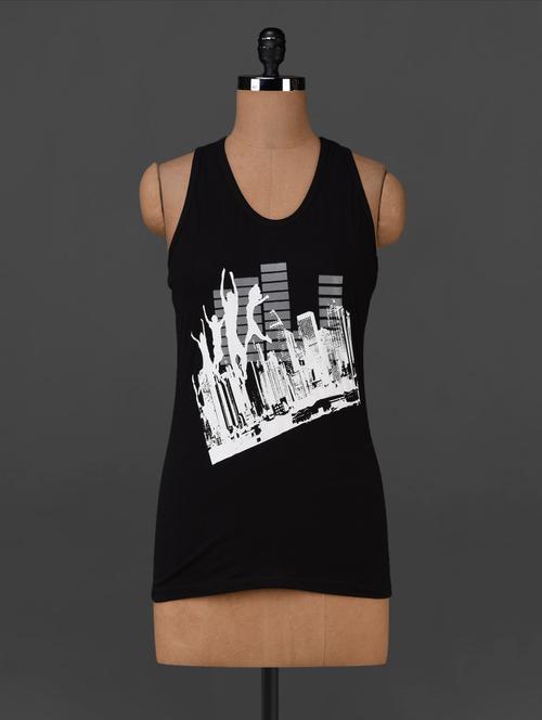 black graphic printed cotton tank top - 1068956 - Very Small Image - 1