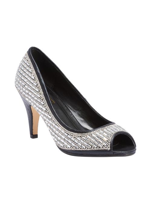 black , silver leatherette sandals - 10722658 - Very Small Image - 1