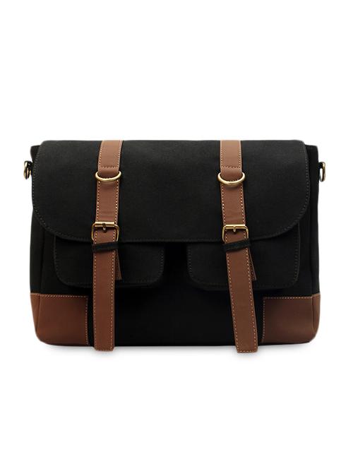 patch pockets colour block canvas messenger bag - 1073935 - Very Small Image - 1