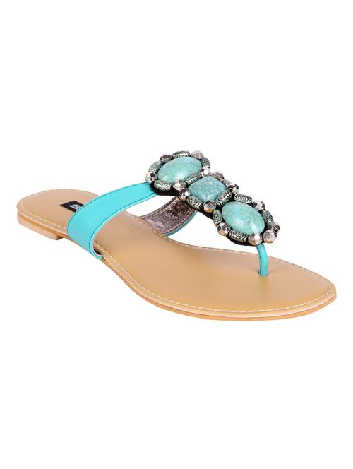 blue embellished suede flat sandals - 1074128 - Very Small Image - 1