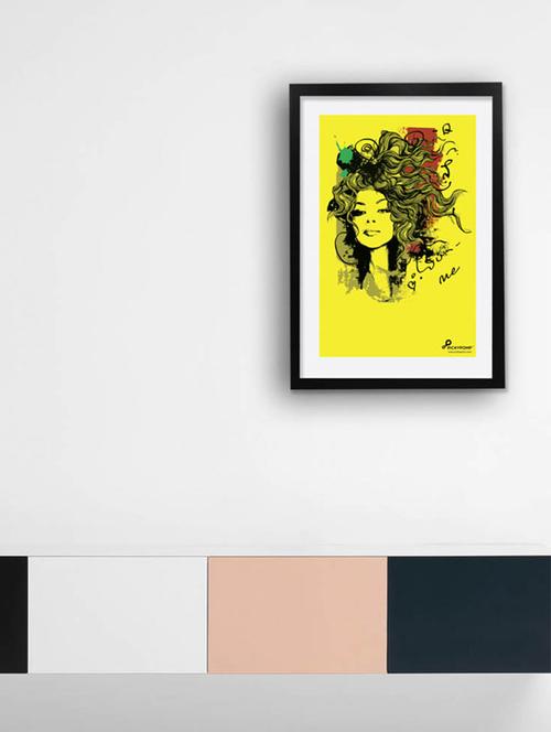 PICKYPOMP Beautiful Girl in Yellow BG Wall Poster Art - Laminated Framed 8x12 Inch - 10762630 - Very Small Image - 1