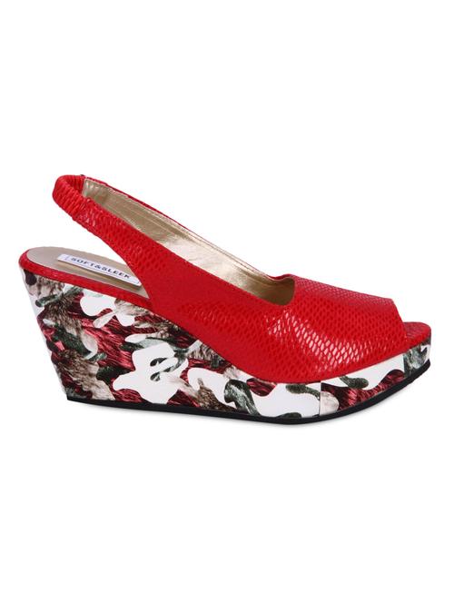 printed wedge red sling back footwear - 1078218 - Very Small Image - 1