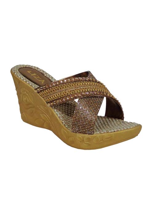 gold leatherette slip on wedge - 10799038 - Very Small Image - 1