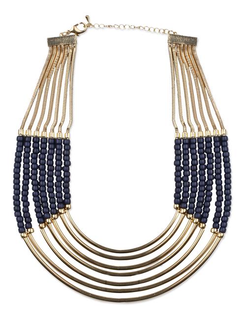 blue acrylic beaded golden tribal neckpiece - 1080419 - Very Small Image - 1