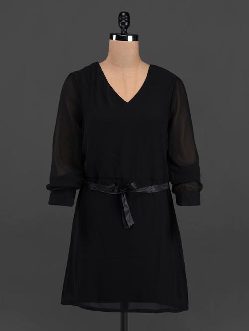 solid black georgette tunic - 1081069 - Very Small Image - 1