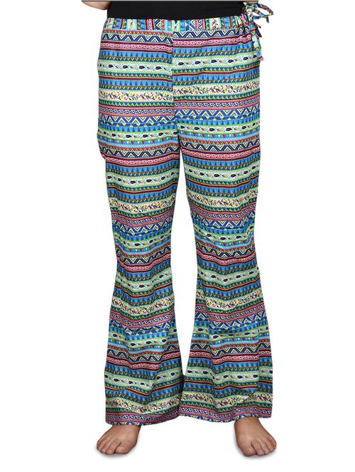 multicolor aztec printed cotton palazzo - 1081105 - Very Small Image - 1