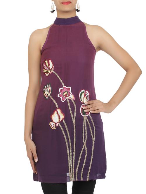 purple chiffon tunic - 10814397 - Very Small Image - 1
