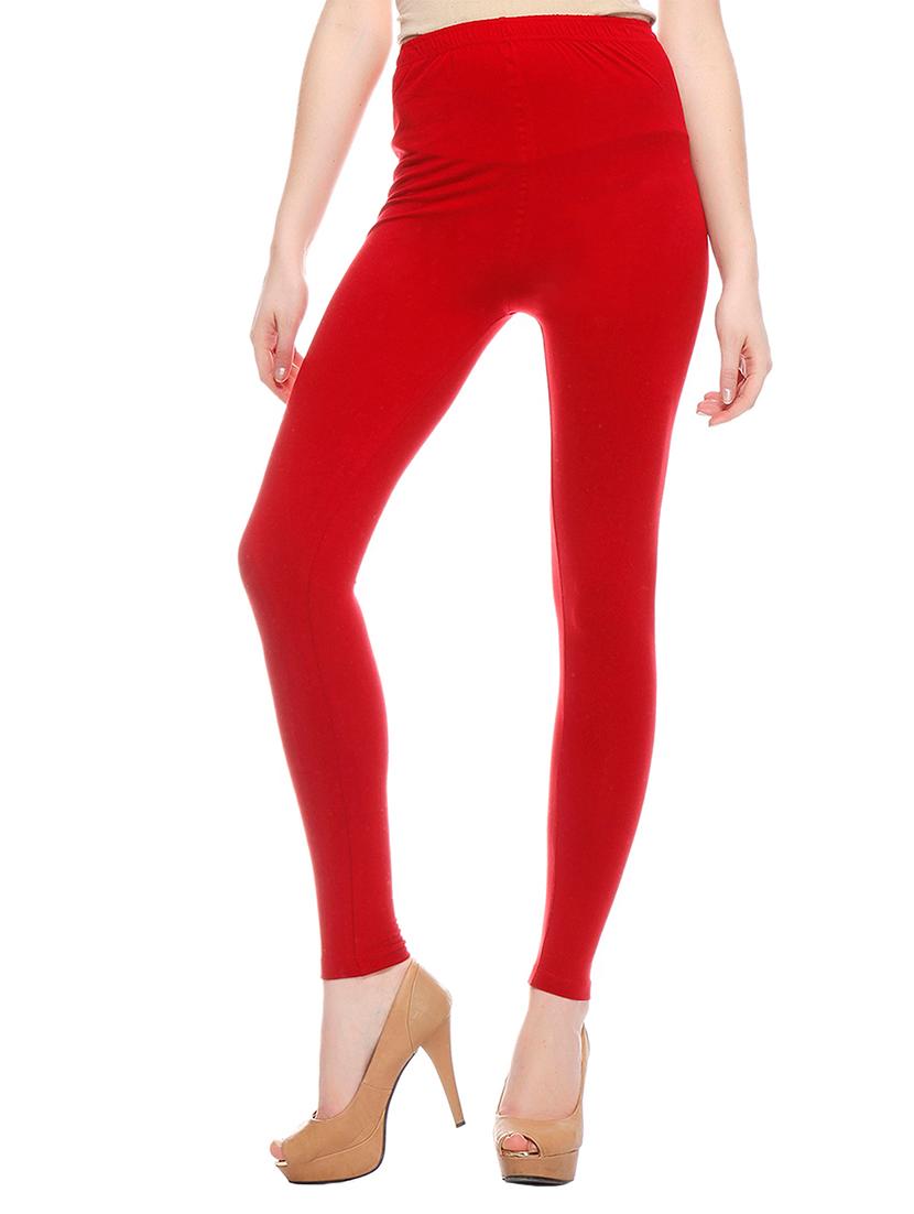 red cotton leggings