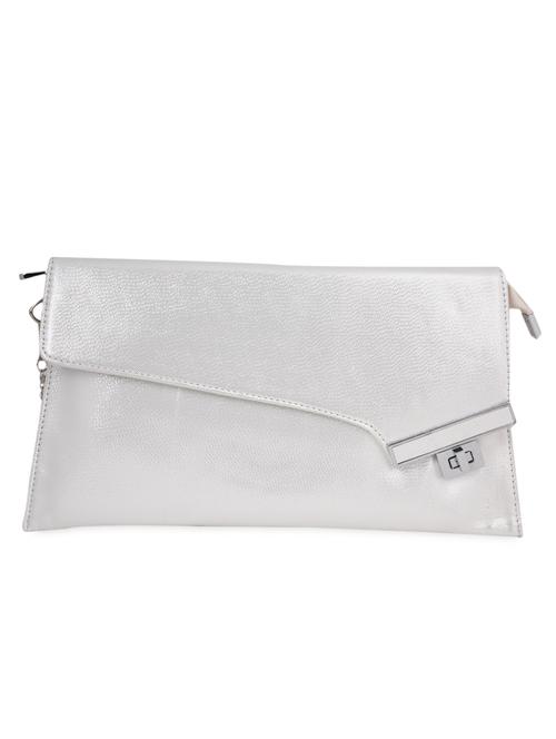 plain solid silver leatherette clutch - 1085302 - Very Small Image - 1