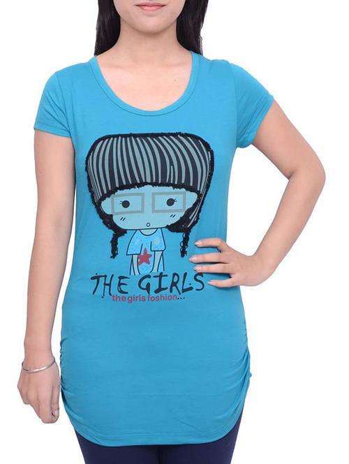 Blue cotton printed tee - 10897858 - Very Small Image - 1