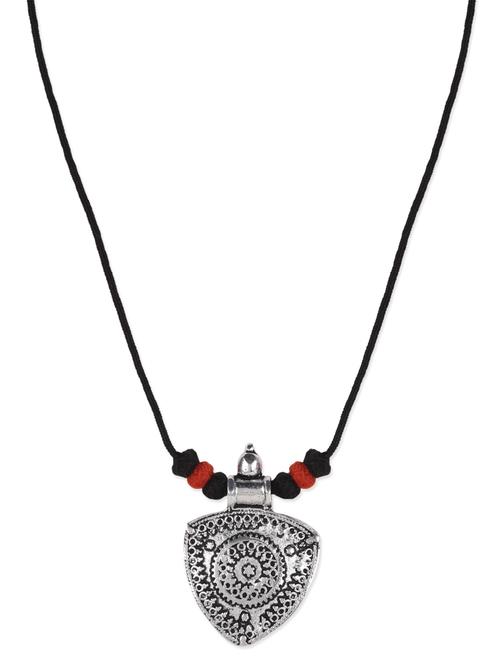 triangular etched oxidized pendant necklace - 1092449 - Very Small Image - 1