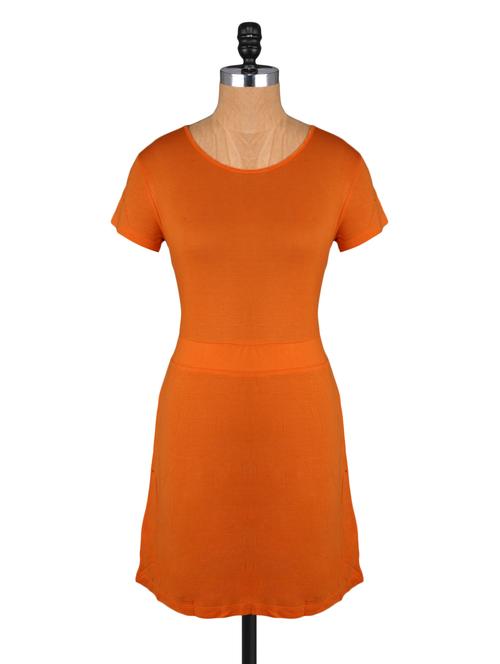 solid orange short-sleeved dress - 1093409 - Very Small Image - 1