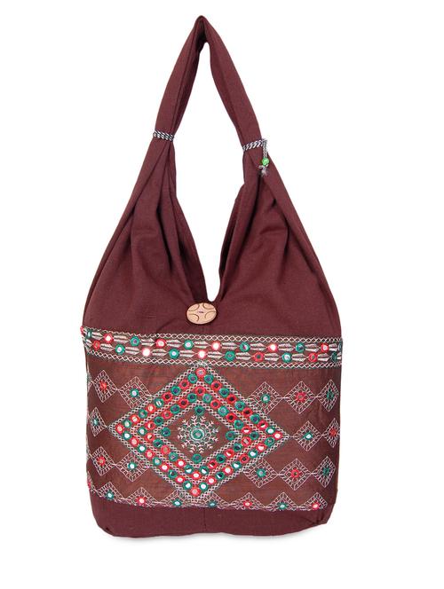 geometric pattern embroidery handbag - 1095026 - Very Small Image - 1