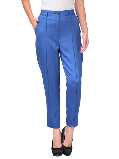 blue crepe trousers - 10962260 - Very Small Image - 1