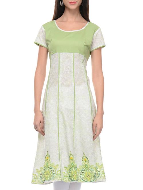 White Cotton A-line Kurta - 10964242 - Very Small Image - 1