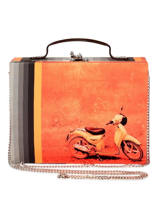 orange scooter printed box clutch - 1098255 - Very Small Image - 1