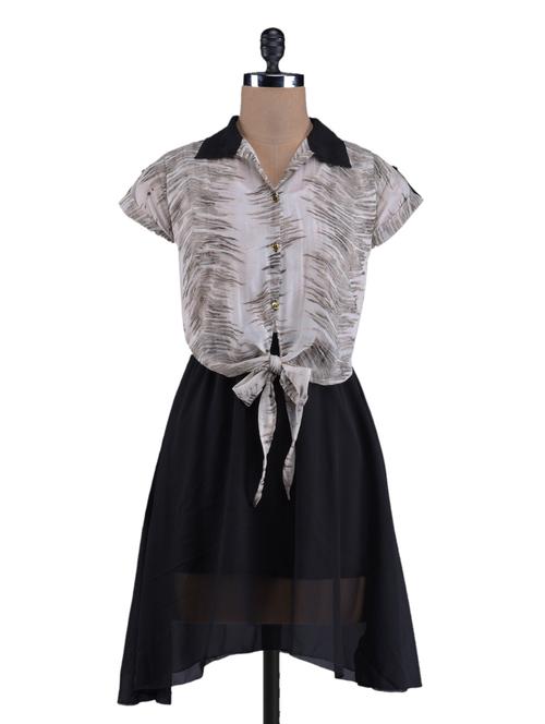 printed short sleeve georgette dress - 1105773 - Very Small Image - 1