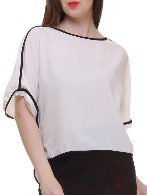 asymmetric white polyster top - 11065339 - Very Small Image - 1